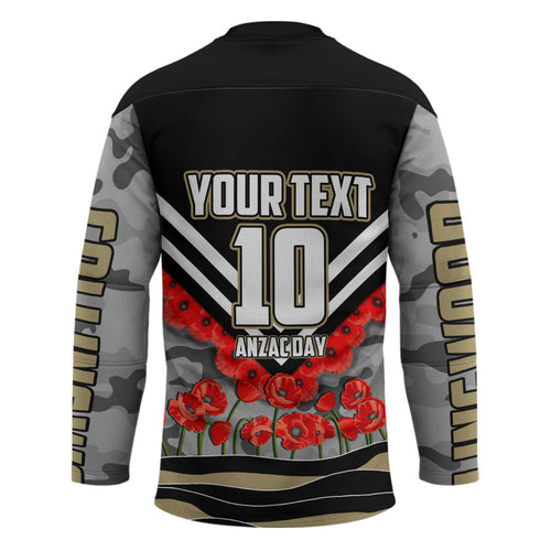 Personalised Collingwood Magpies ANZAC Hockey Jersey Military Remembrance Australian Football Mascot Camouflage