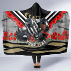 Personalised Collingwood Magpies ANZAC Hooded Blanket Military Remembrance Australian Football Mascot Camouflage
