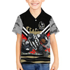Personalised Collingwood Magpies ANZAC Kid Hawaiian Shirt Military Remembrance Australian Football Mascot Camouflage