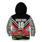 Personalised Collingwood Magpies ANZAC Kid Hoodie Military Remembrance Australian Football Mascot Camouflage