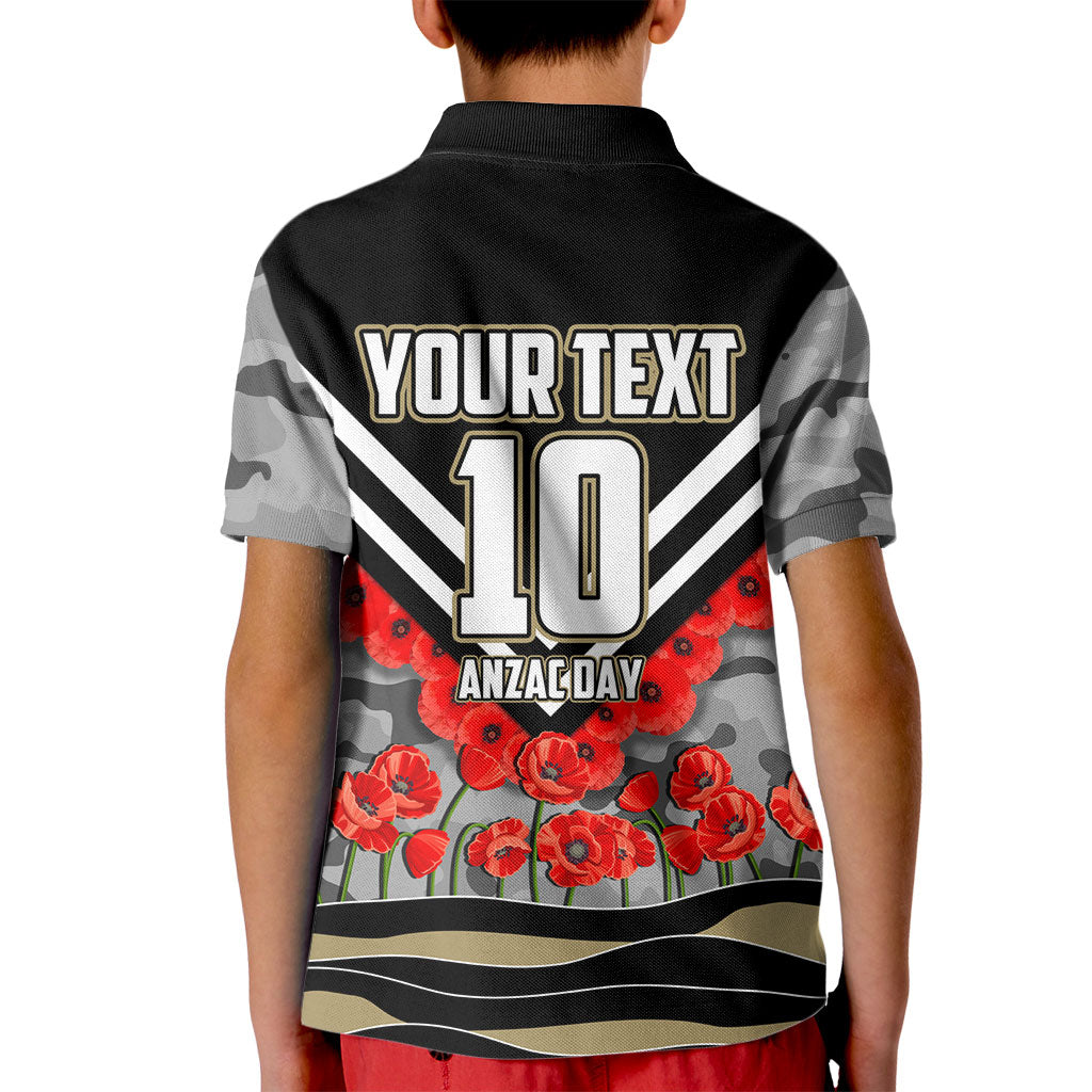 Personalised Collingwood Magpies ANZAC Kid Polo Shirt Military Remembrance Australian Football Mascot Camouflage
