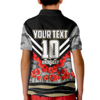 Personalised Collingwood Magpies ANZAC Kid Polo Shirt Military Remembrance Australian Football Mascot Camouflage