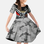 Personalised Collingwood Magpies ANZAC Kid Short Sleeve Dress Military Remembrance Australian Football Mascot Camouflage