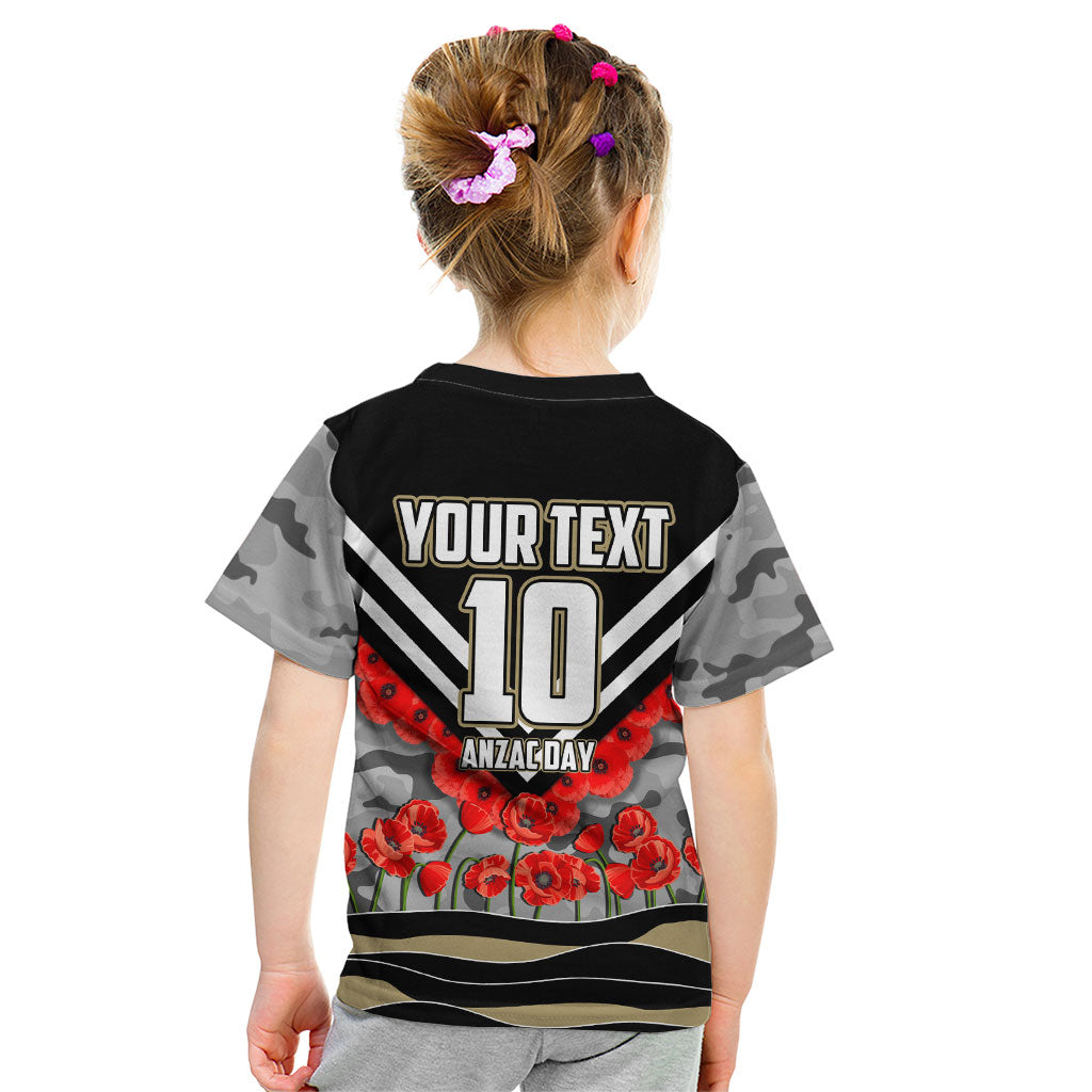 Personalised Collingwood Magpies ANZAC Kid T Shirt Military Remembrance Australian Football Mascot Camouflage