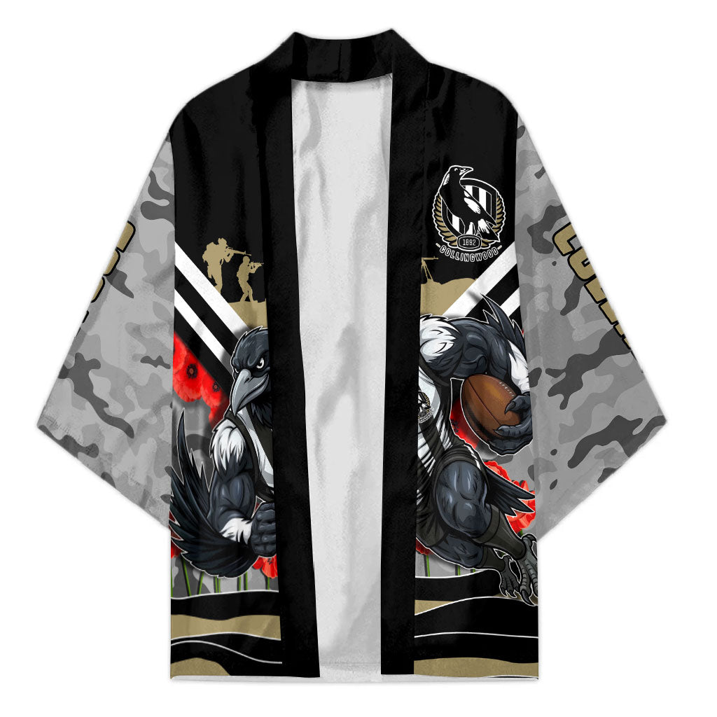 Personalised Collingwood Magpies ANZAC Kimono Military Remembrance Australian Football Mascot Camouflage