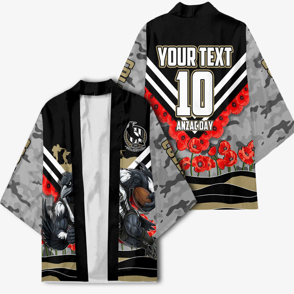 Personalised Collingwood Magpies ANZAC Kimono Military Remembrance Australian Football Mascot Camouflage