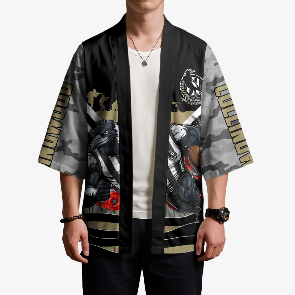 Personalised Collingwood Magpies ANZAC Kimono Military Remembrance Australian Football Mascot Camouflage