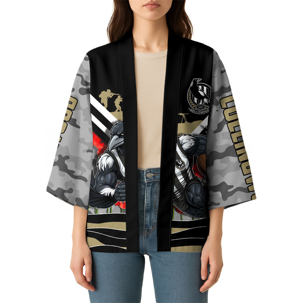 Personalised Collingwood Magpies ANZAC Kimono Military Remembrance Australian Football Mascot Camouflage