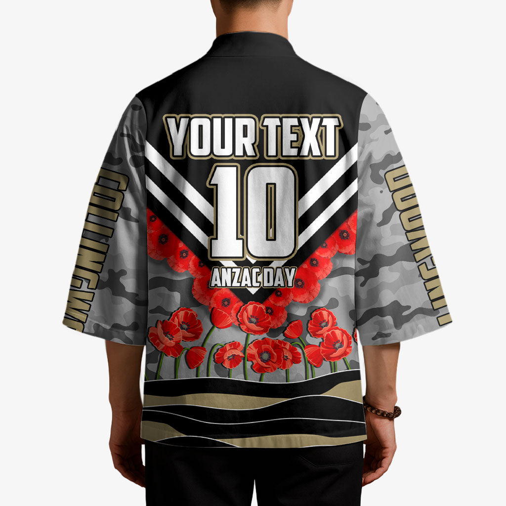 Personalised Collingwood Magpies ANZAC Kimono Military Remembrance Australian Football Mascot Camouflage
