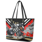 Personalised Collingwood Magpies ANZAC Leather Tote Bag Military Remembrance Australian Football Mascot Camouflage