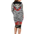 Personalised Collingwood Magpies ANZAC Long Sleeve Bodycon Dress Military Remembrance Australian Football Mascot Camouflage