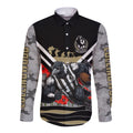 Personalised Collingwood Magpies ANZAC Long Sleeve Button Shirt Military Remembrance Australian Football Mascot Camouflage