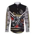 Personalised Collingwood Magpies ANZAC Long Sleeve Button Shirt Military Remembrance Australian Football Mascot Camouflage
