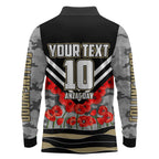 Personalised Collingwood Magpies ANZAC Long Sleeve Polo Shirt Military Remembrance Australian Football Mascot Camouflage