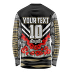 Personalised Collingwood Magpies ANZAC Long Sleeve Shirt Military Remembrance Australian Football Mascot Camouflage