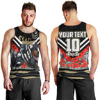 Personalised Collingwood Magpies ANZAC Men Tank Top Military Remembrance Australian Football Mascot Camouflage