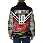 Personalised Collingwood Magpies ANZAC Padded Jacket Military Remembrance Australian Football Mascot Camouflage