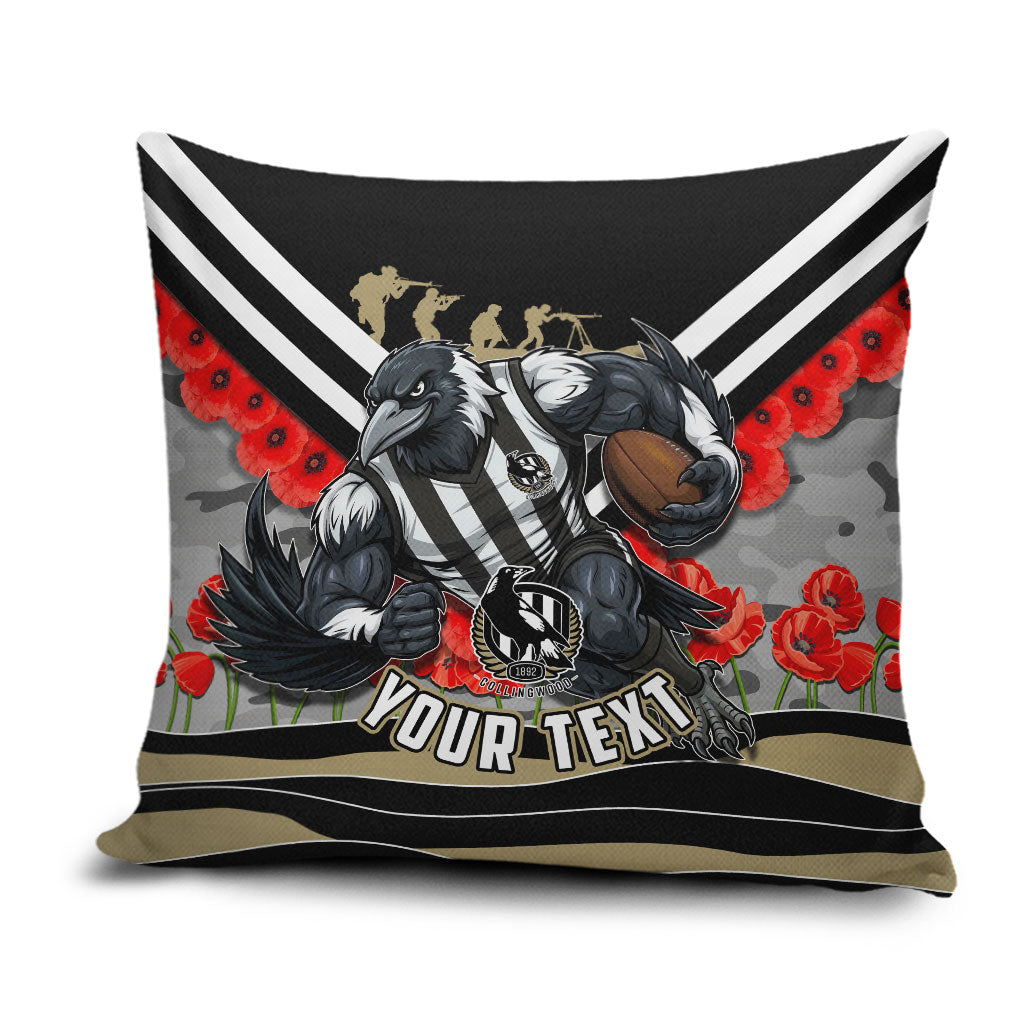 Personalised Collingwood Magpies ANZAC Pillow Cover Military Remembrance Australian Football Mascot Camouflage