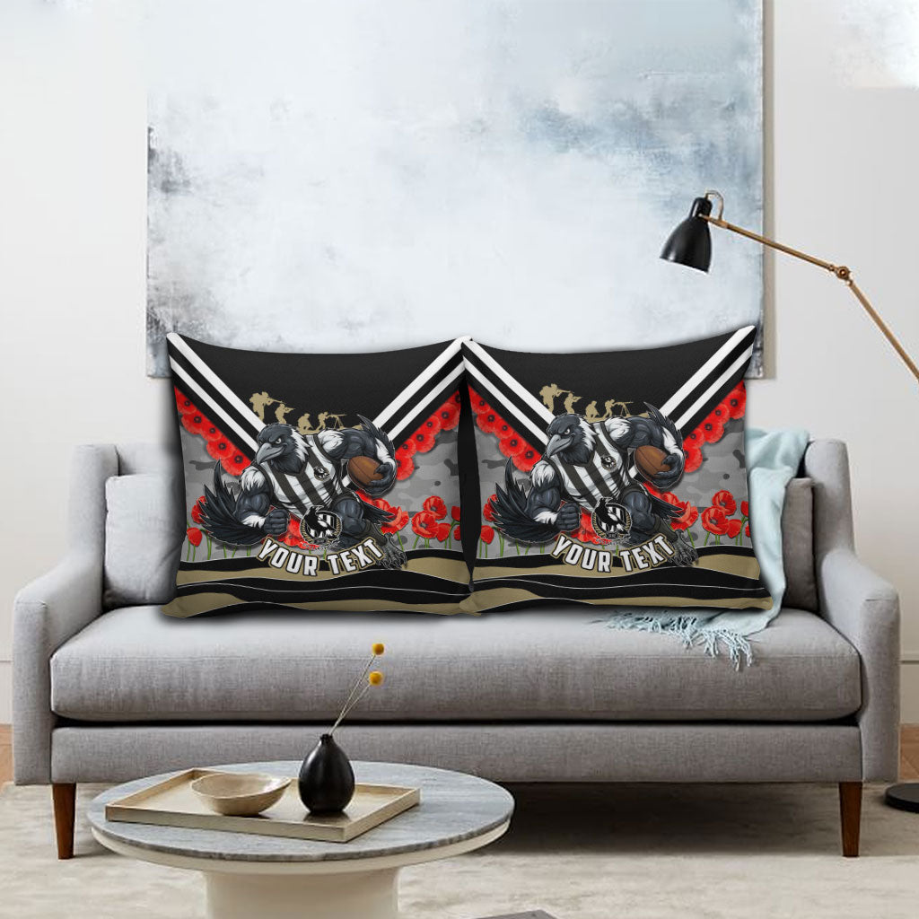 Personalised Collingwood Magpies ANZAC Pillow Cover Military Remembrance Australian Football Mascot Camouflage