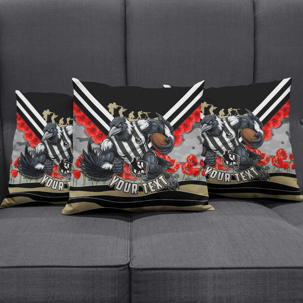 Personalised Collingwood Magpies ANZAC Pillow Cover Military Remembrance Australian Football Mascot Camouflage