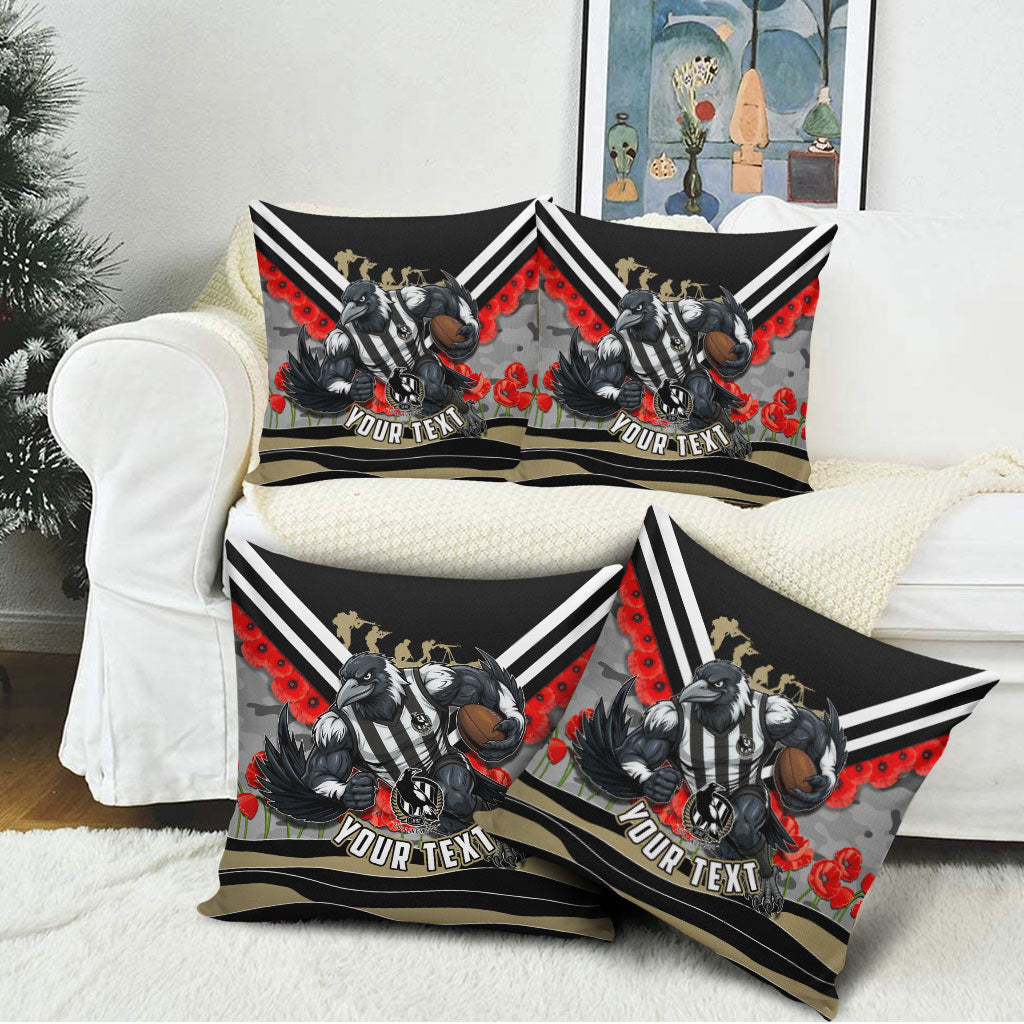 Personalised Collingwood Magpies ANZAC Pillow Cover Military Remembrance Australian Football Mascot Camouflage