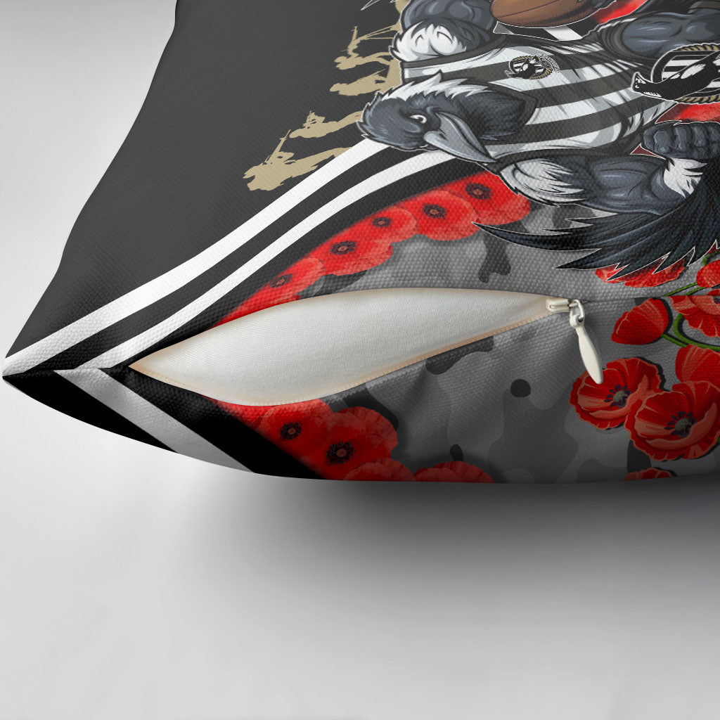 Personalised Collingwood Magpies ANZAC Pillow Cover Military Remembrance Australian Football Mascot Camouflage