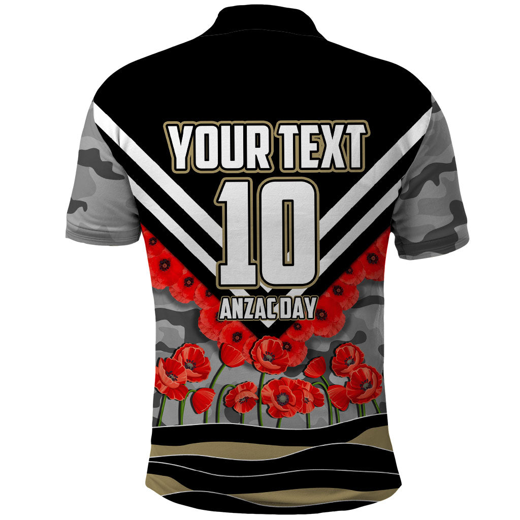 Personalised Collingwood Magpies ANZAC Polo Shirt Military Remembrance Australian Football Mascot Camouflage