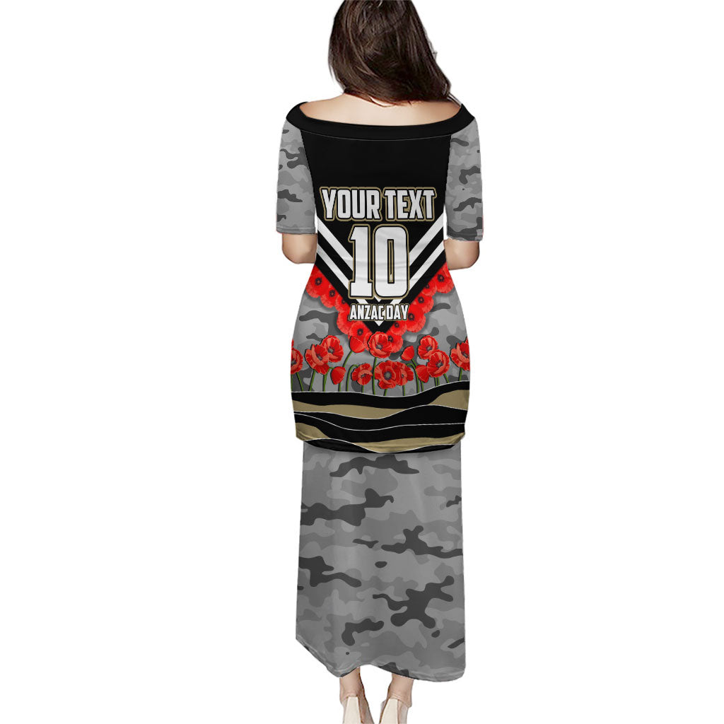 Personalised Collingwood Magpies ANZAC Puletasi Military Remembrance Australian Football Mascot Camouflage