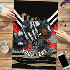 Personalised Collingwood Magpies ANZAC Puzzle Military Remembrance Australian Football Mascot Camouflage