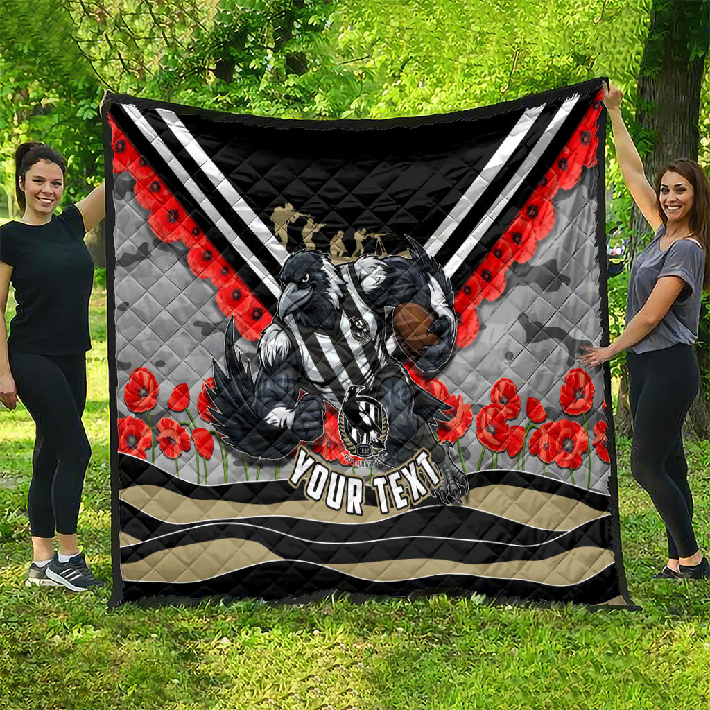 Personalised Collingwood Magpies ANZAC Quilt Military Remembrance Australian Football Mascot Camouflage