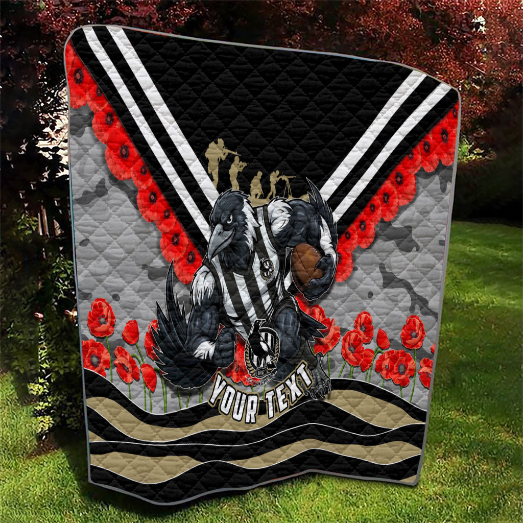 Personalised Collingwood Magpies ANZAC Quilt Military Remembrance Australian Football Mascot Camouflage