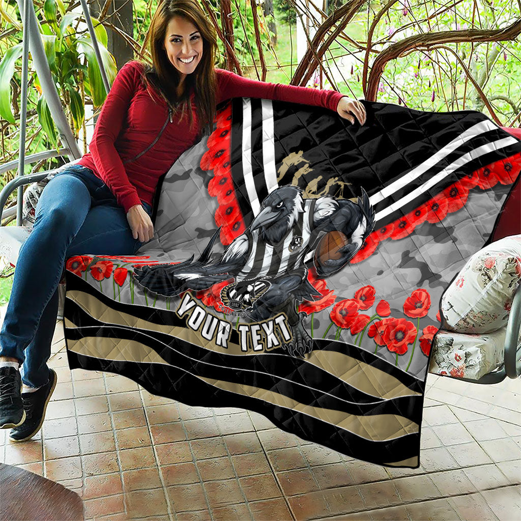 Personalised Collingwood Magpies ANZAC Quilt Military Remembrance Australian Football Mascot Camouflage