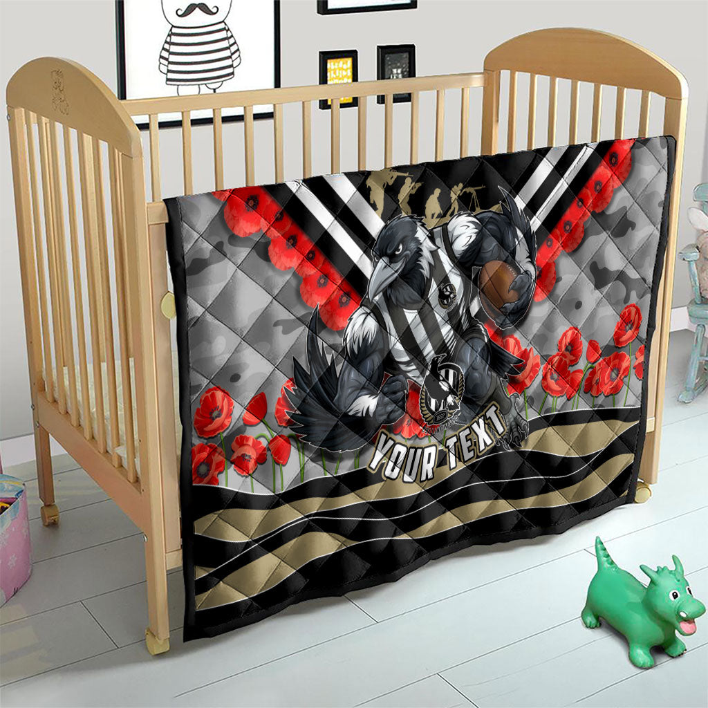 Personalised Collingwood Magpies ANZAC Quilt Military Remembrance Australian Football Mascot Camouflage