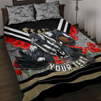 Personalised Collingwood Magpies ANZAC Quilt Bed Set Military Remembrance Australian Football Mascot Camouflage