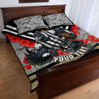 Personalised Collingwood Magpies ANZAC Quilt Bed Set Military Remembrance Australian Football Mascot Camouflage