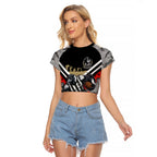Personalised Collingwood Magpies ANZAC Raglan Cropped T Shirt Military Remembrance Australian Football Mascot Camouflage