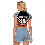 Personalised Collingwood Magpies ANZAC Raglan Cropped T Shirt Military Remembrance Australian Football Mascot Camouflage