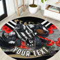 Personalised Collingwood Magpies ANZAC Round Carpet Military Remembrance Australian Football Mascot Camouflage