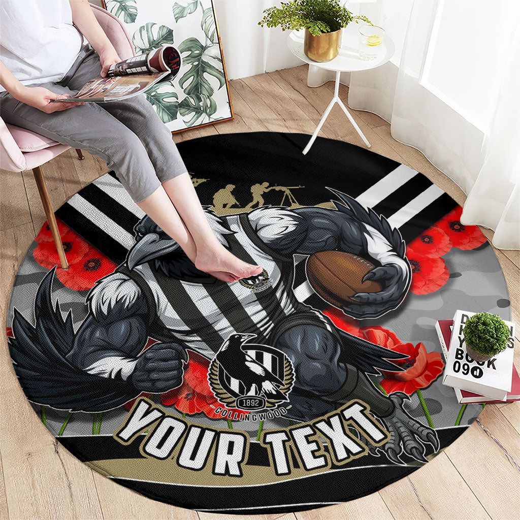 Personalised Collingwood Magpies ANZAC Round Carpet Military Remembrance Australian Football Mascot Camouflage