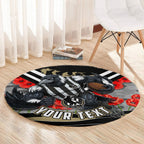 Personalised Collingwood Magpies ANZAC Round Carpet Military Remembrance Australian Football Mascot Camouflage