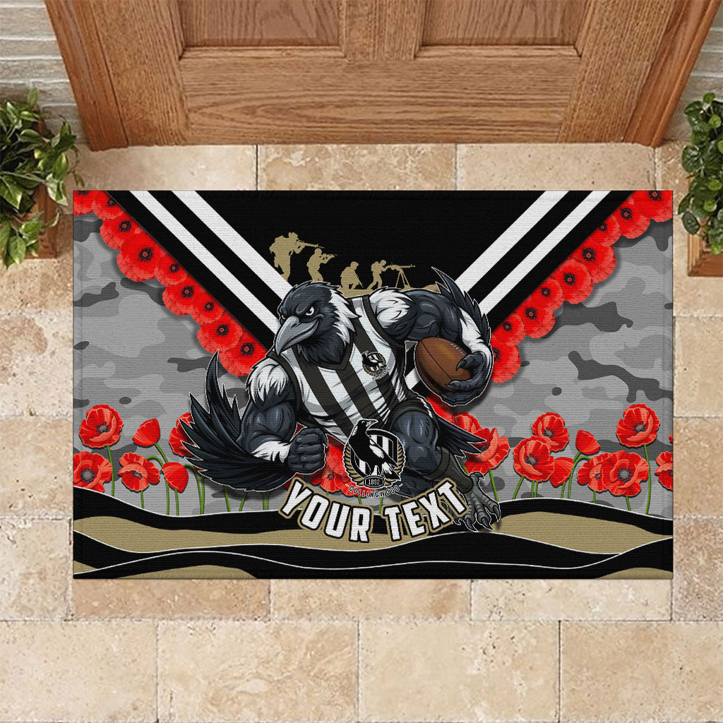 Personalised Collingwood Magpies ANZAC Rubber Doormat Military Remembrance Australian Football Mascot Camouflage