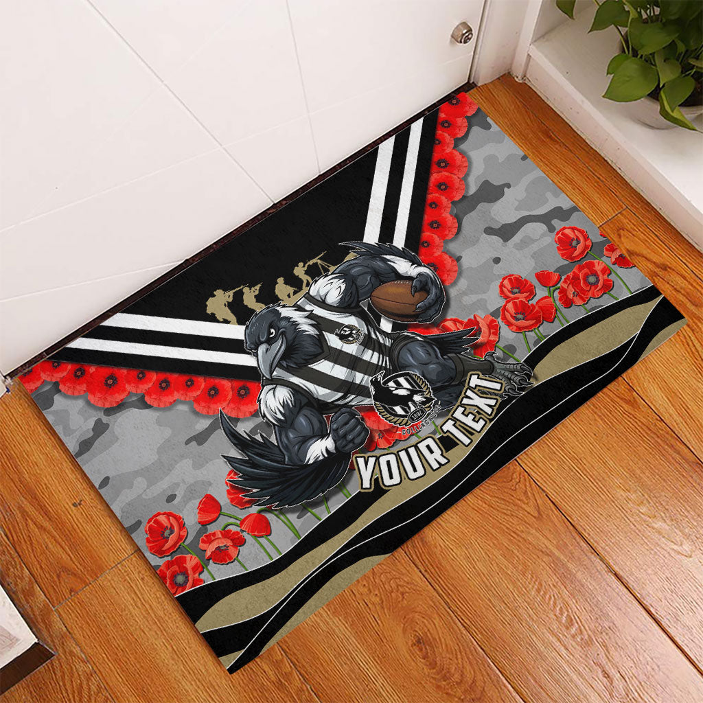 Personalised Collingwood Magpies ANZAC Rubber Doormat Military Remembrance Australian Football Mascot Camouflage