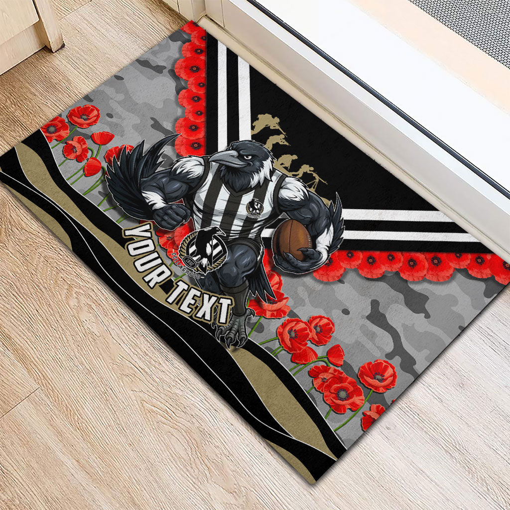 Personalised Collingwood Magpies ANZAC Rubber Doormat Military Remembrance Australian Football Mascot Camouflage