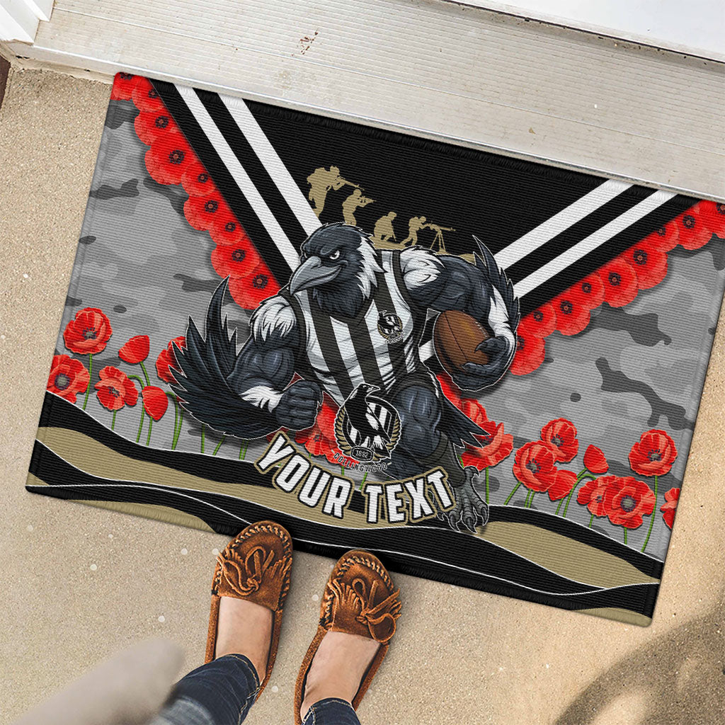 Personalised Collingwood Magpies ANZAC Rubber Doormat Military Remembrance Australian Football Mascot Camouflage