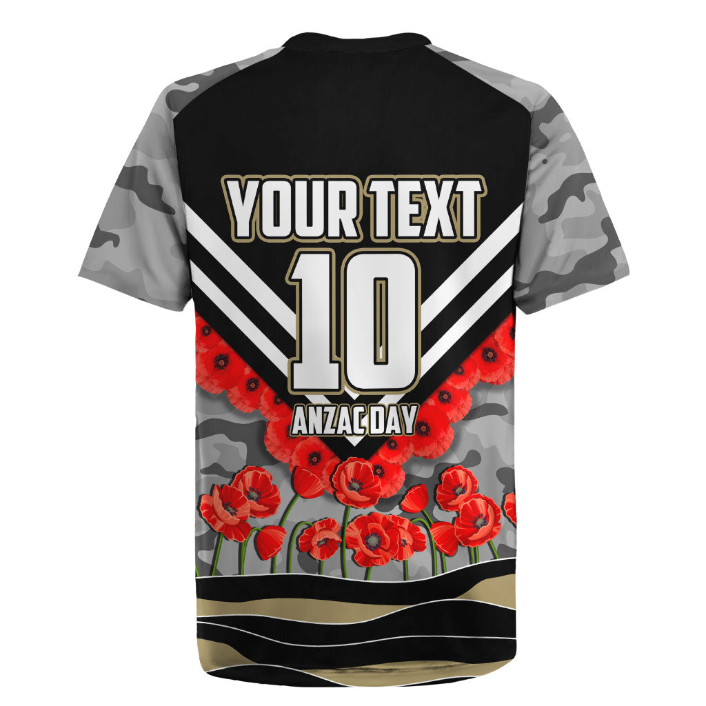 Personalised Collingwood Magpies ANZAC Rugby Jersey Military Remembrance Australian Football Mascot Camouflage