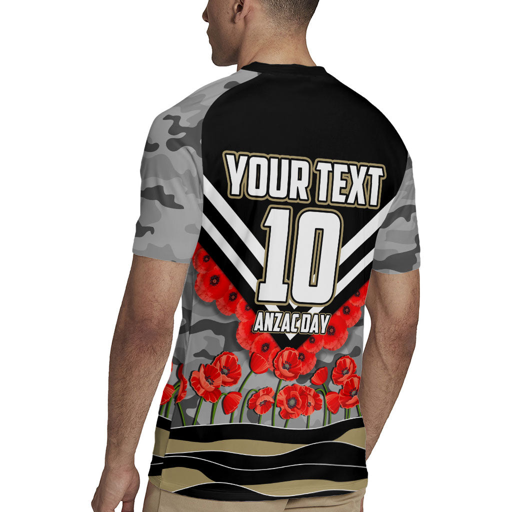 Personalised Collingwood Magpies ANZAC Rugby Jersey Military Remembrance Australian Football Mascot Camouflage