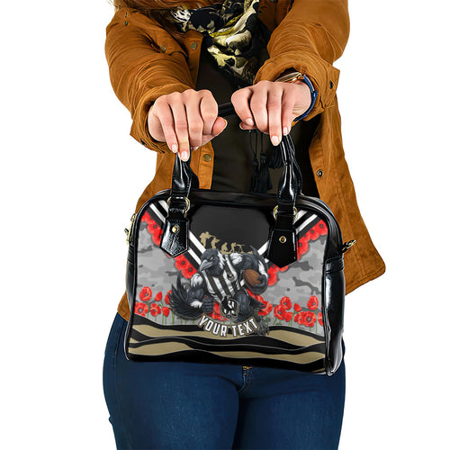 Personalised Collingwood Magpies ANZAC Shoulder Handbag Military Remembrance Australian Football Mascot Camouflage