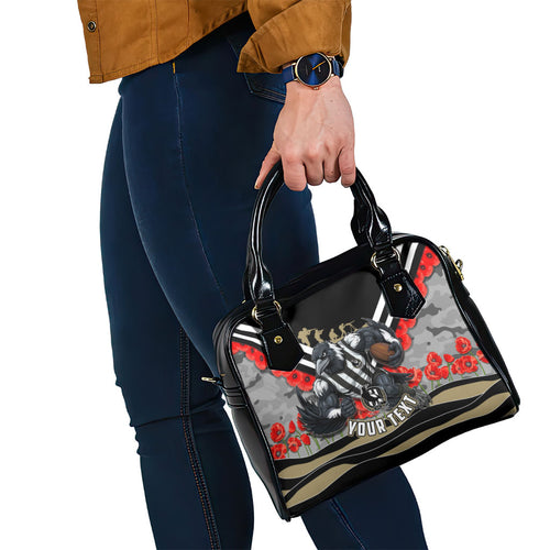 Personalised Collingwood Magpies ANZAC Shoulder Handbag Military Remembrance Australian Football Mascot Camouflage
