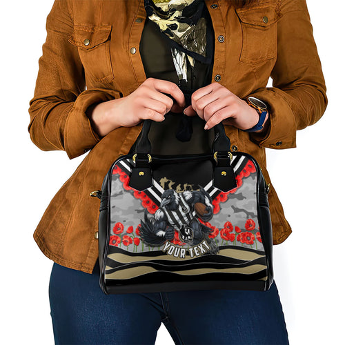 Personalised Collingwood Magpies ANZAC Shoulder Handbag Military Remembrance Australian Football Mascot Camouflage