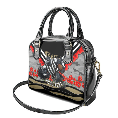 Personalised Collingwood Magpies ANZAC Shoulder Handbag Military Remembrance Australian Football Mascot Camouflage